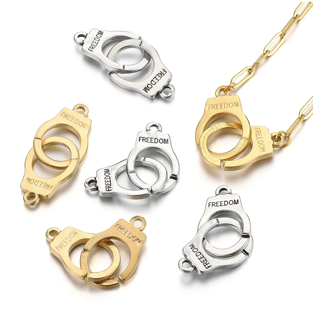 DIY jewelry accessory charms PVD coating stainless steel handcuffs connector necklace bracelet charms