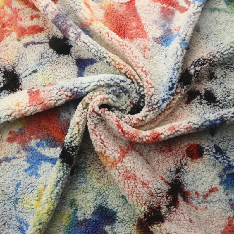 Polyester Giant Teddy Bear Sherpa Fleece Fabric Handworrk Plush Tie Dyed Fake Faux Fur Sherpa Fleece Fabric for Coat Garment Toy
