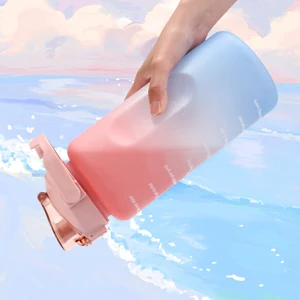 Motivational Water Bottle with Straw 3 Pcs 64oz Time Marker Large Drinking Bottles Leakproof Half Gallon 2L Water Jugs  BPA Free