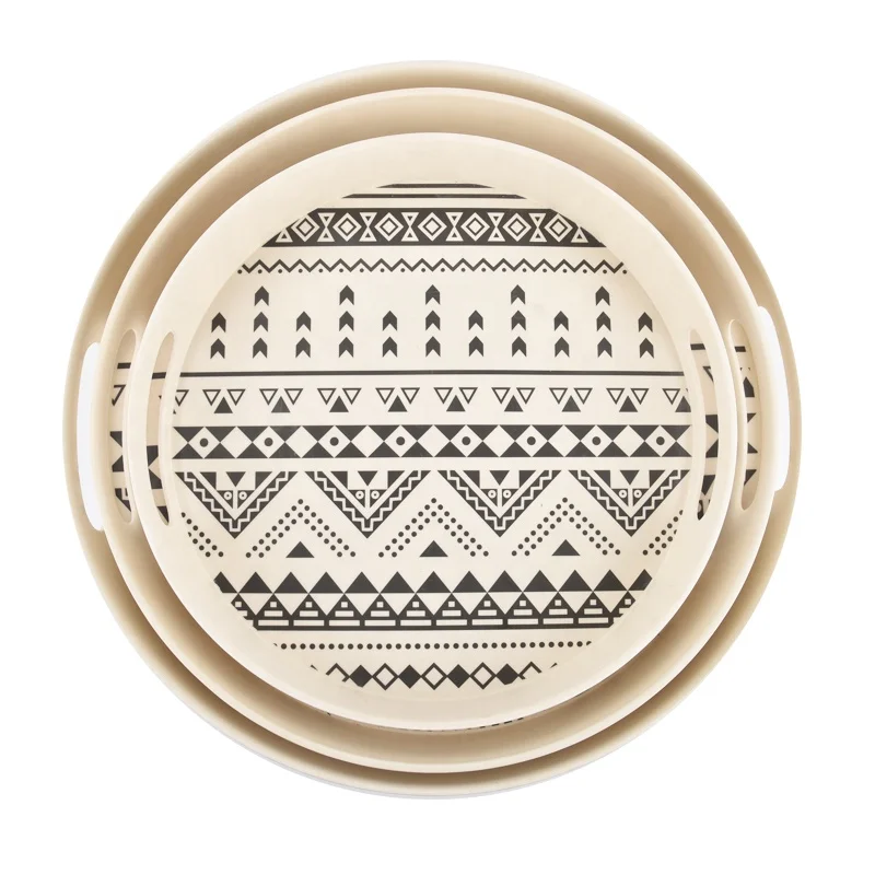 
Eco Bamboo Fiber Serving Tray Round Snack Food Tray 