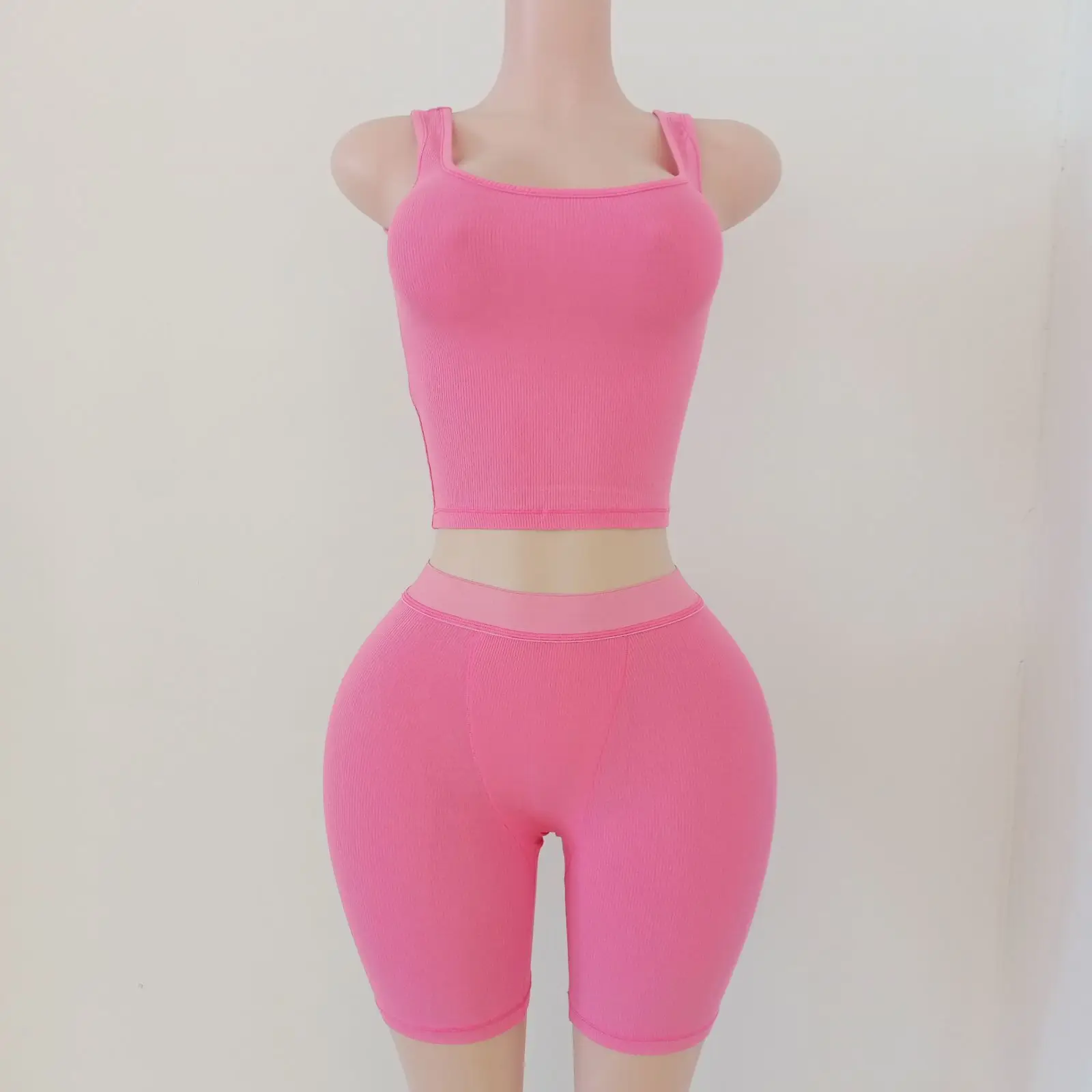 Women  Set Custom Logo Cotton  Loungewear Plus Size Women Sets Cotton Ribbed Lounge Wear Two Piece Set For Women