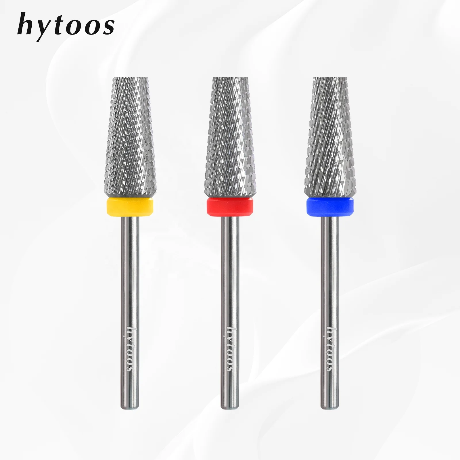 HYTOOS Flat Top 5 in 1 Nail Drill Bits Cross Teeth Carbide Tapered Nail Bit Remove Gel Electric Drills File Manicure Accessories