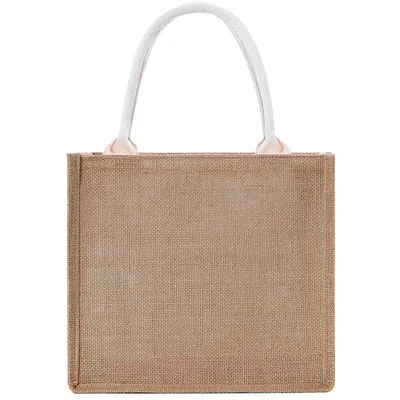 Natural PE coating lamination burlap custom logo color eco friendly grocery tote bags reusable jute shopping bag