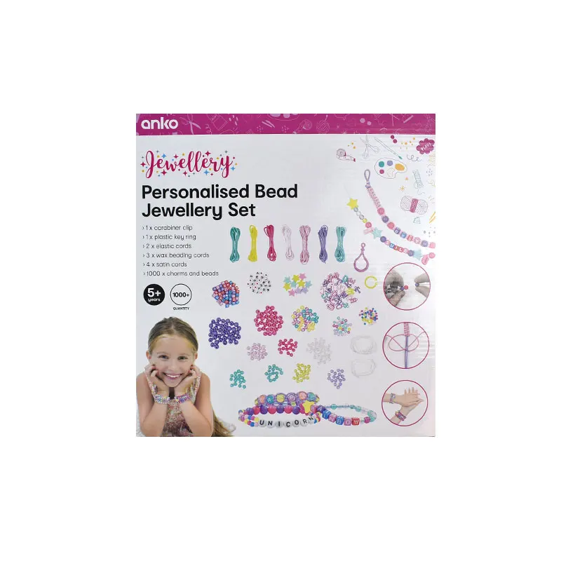 New Style 1000pcs Jewelry Making Craft Beads Kits personalised Bead Jewellery Making Bracelets Necklace Set for Kid Girls