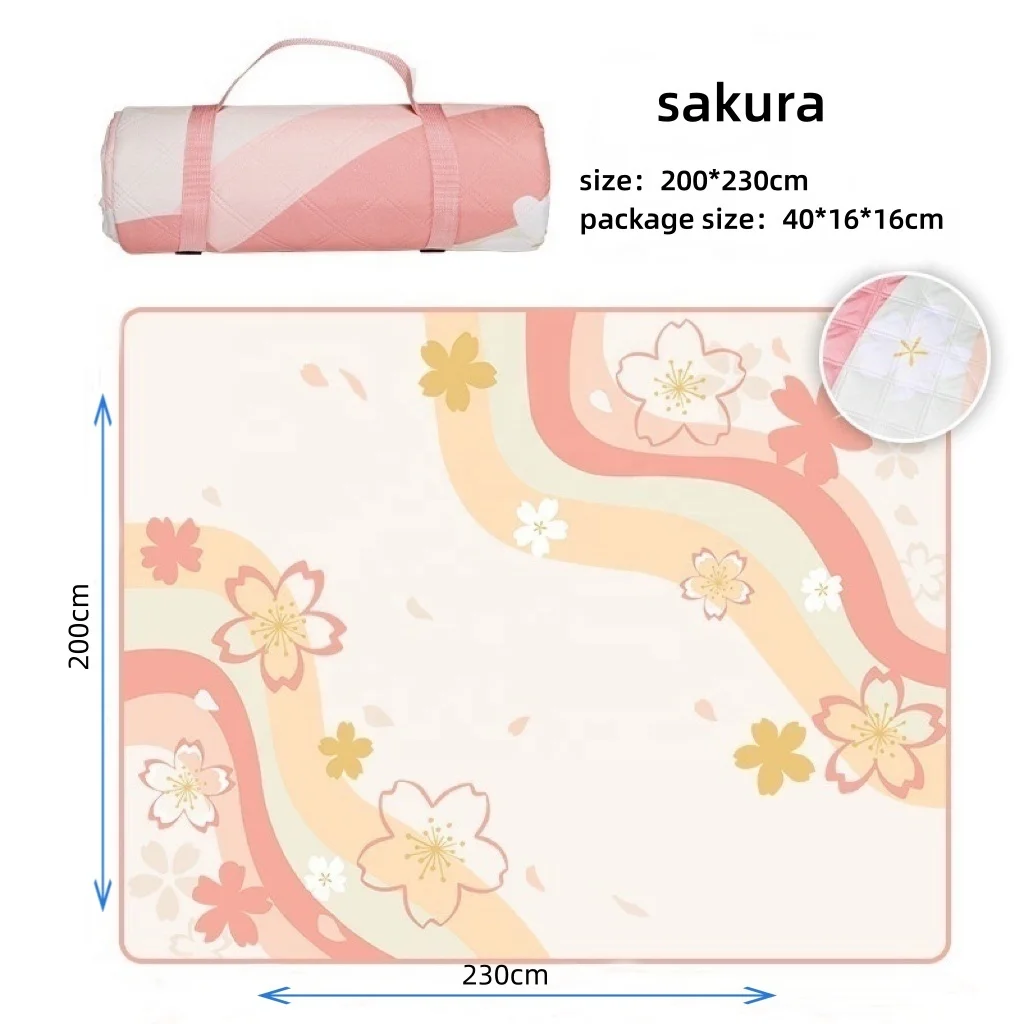 Picnic Blanket folding Waterproof Sand Mat portable Ultrasonic glamping carpet Waterproof thickened beach lawn camping mat