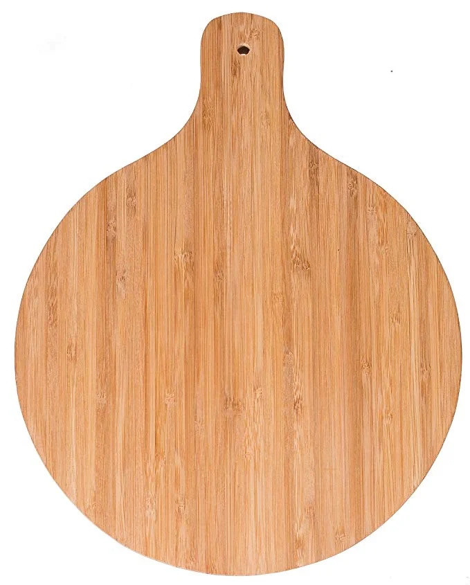 14 inch new kitchen high quality round bamboo pizza steak plate cutting serving board peel with handle