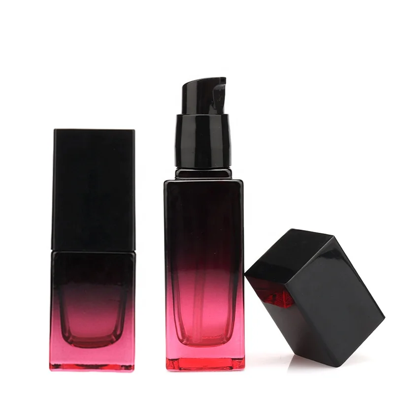 15ml 20ml 30ml 40ml Empty Square Glass Liquid Foundation Cosmetic Custom Container bb Cream Makeup Pump Lotion Bottle