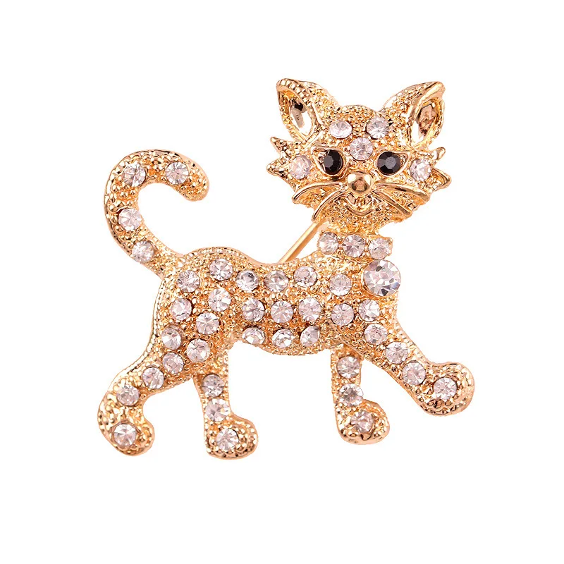 Jewelry New Metal Zinc Alloy Quality Fashion Jewelry Animal Women Crystal Cat Brooch