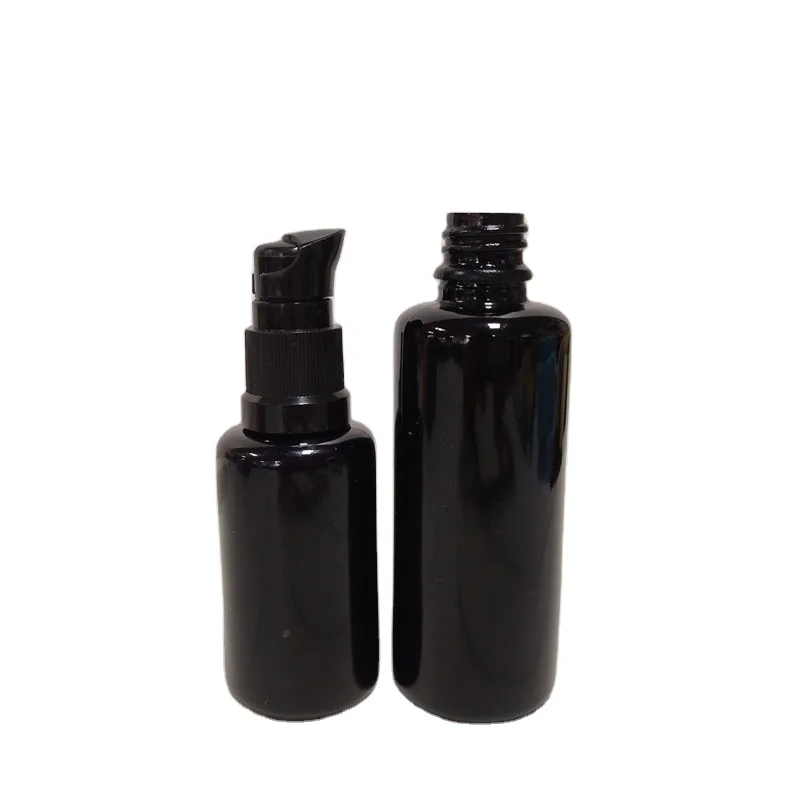 Fashionable 10ml 30ml 50ml Glass Black Dark uv violet Essential Oil Bottle Optical Violet Glass Bottle With Pump Sprayer