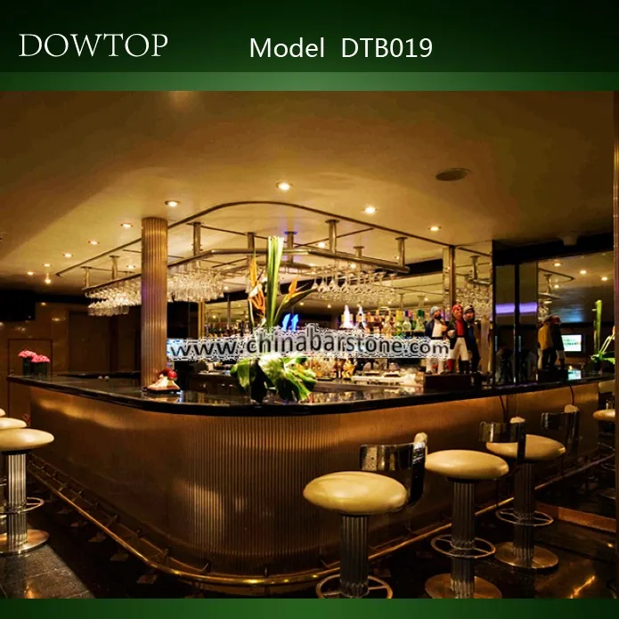 Modern Restaurant Wine bar Club Design Durable Golden Stainless Steel bar Service Counter