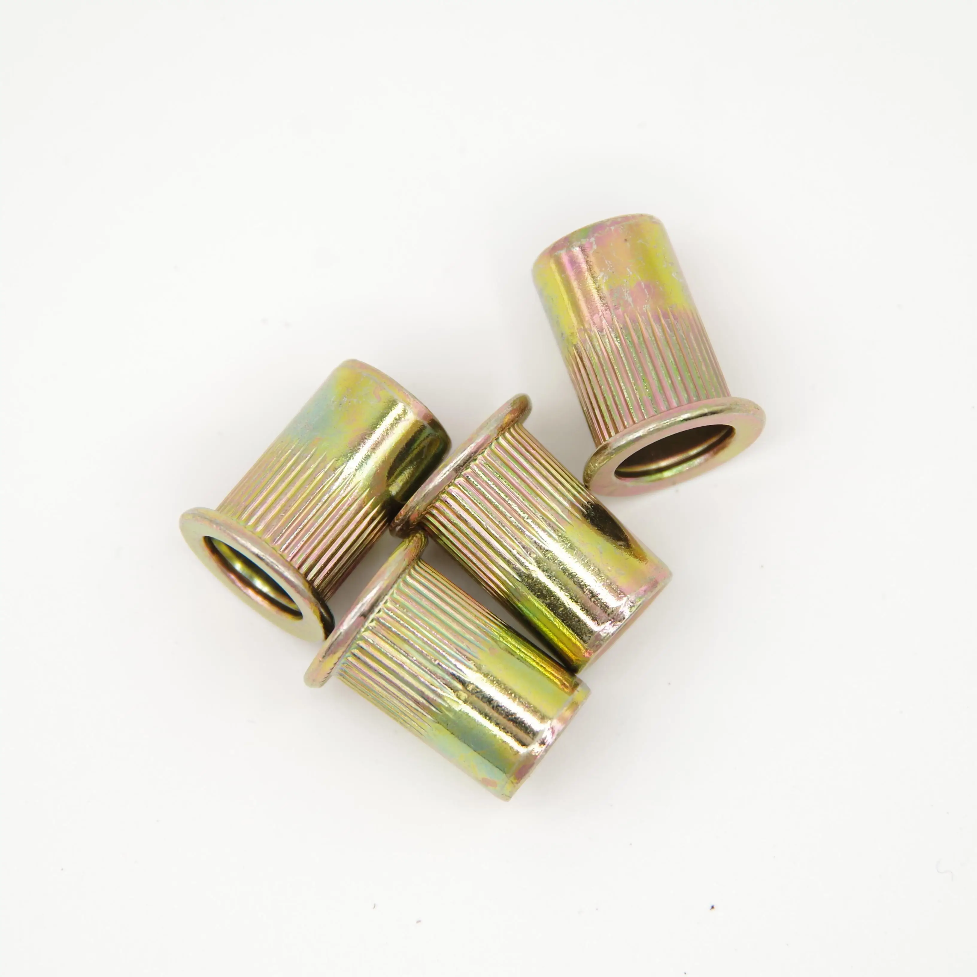 M6 * 10 Flat Head Brass Riveted Nuts with Threaded Insert Galvanized Zinc Plated Nut Connector