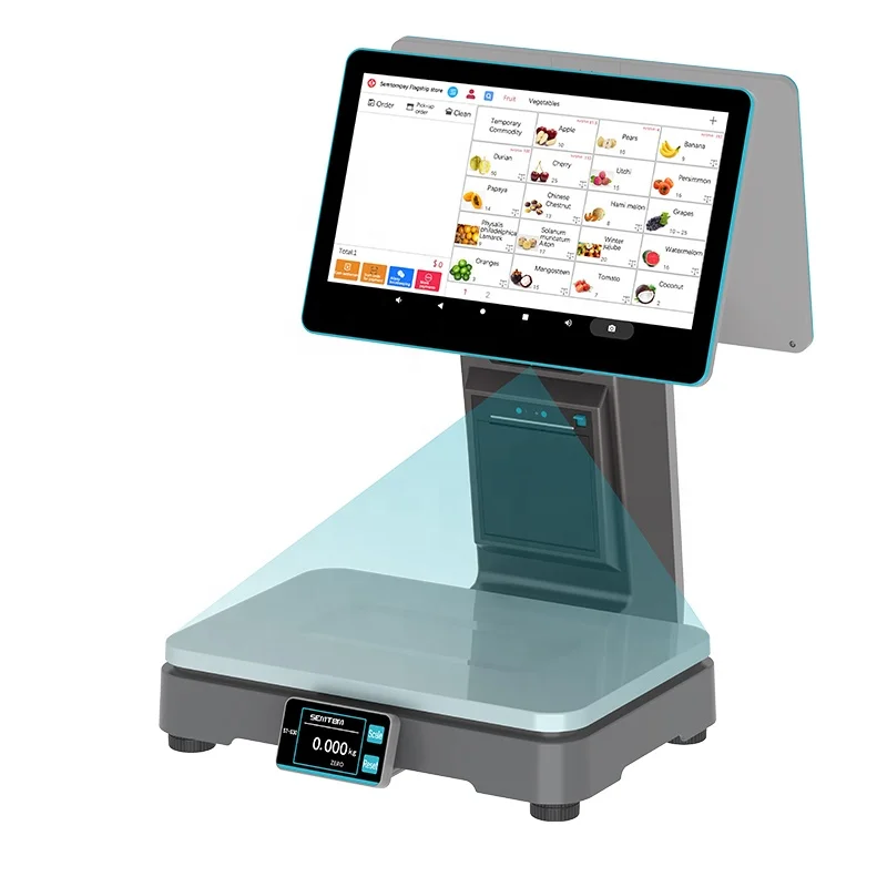 Touch screen integrated checkout weighing scale Touch cash register double screen Android checkout scale