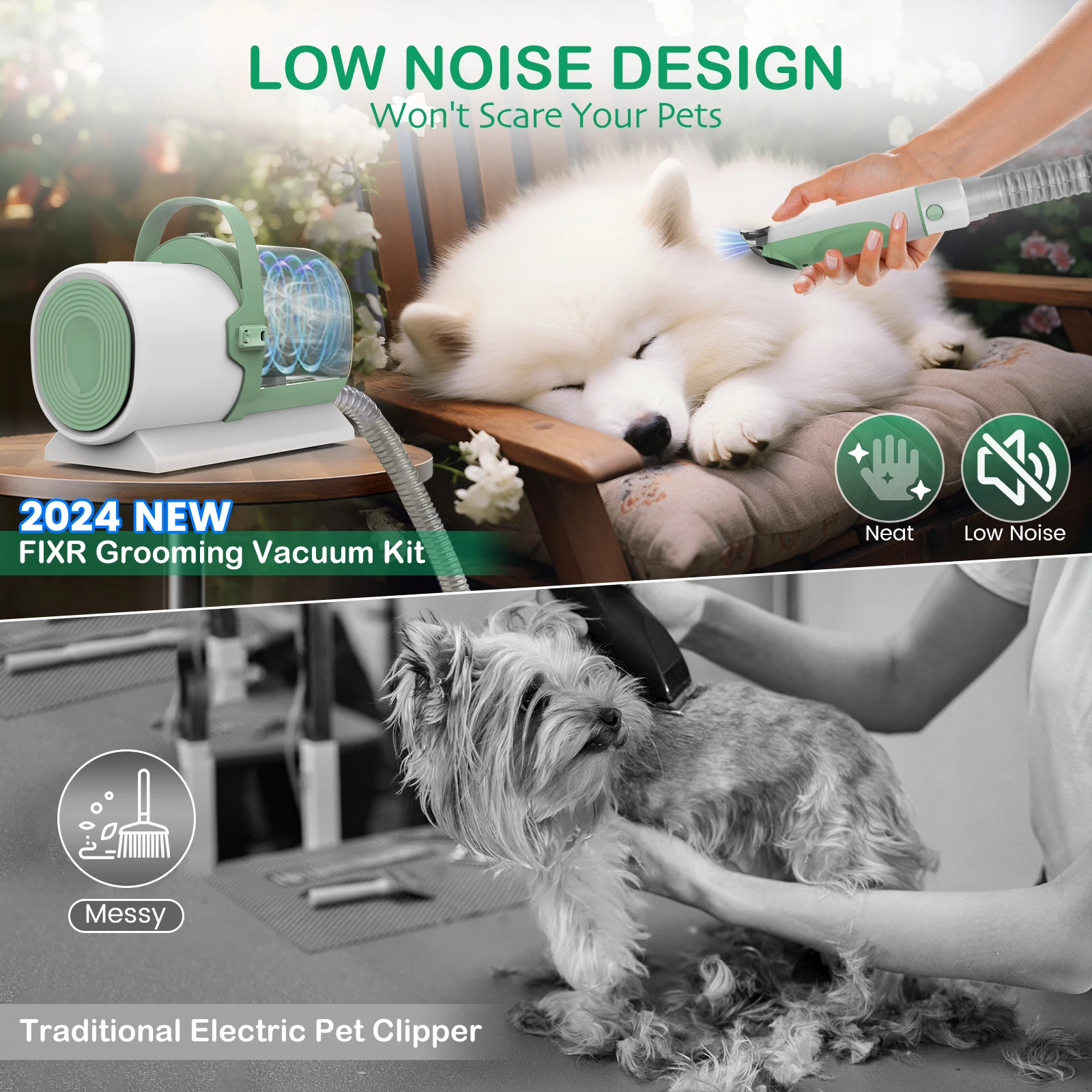 Home Cleaning Oneisall Dog Hair Vacuum Dog Grooming Kit Afloia Pet Dog Cat Grooming Kit Vaccum Pet Vacuum Suction and Pet