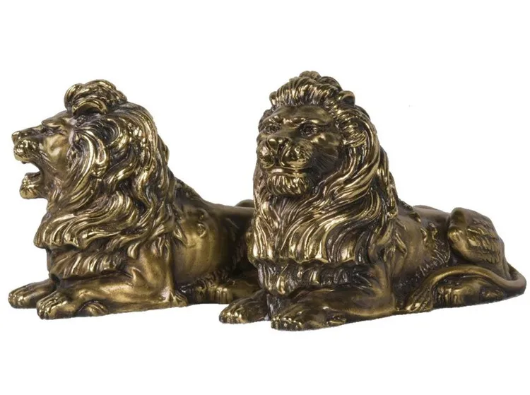 bronze casting metal animal a pair of lion statues