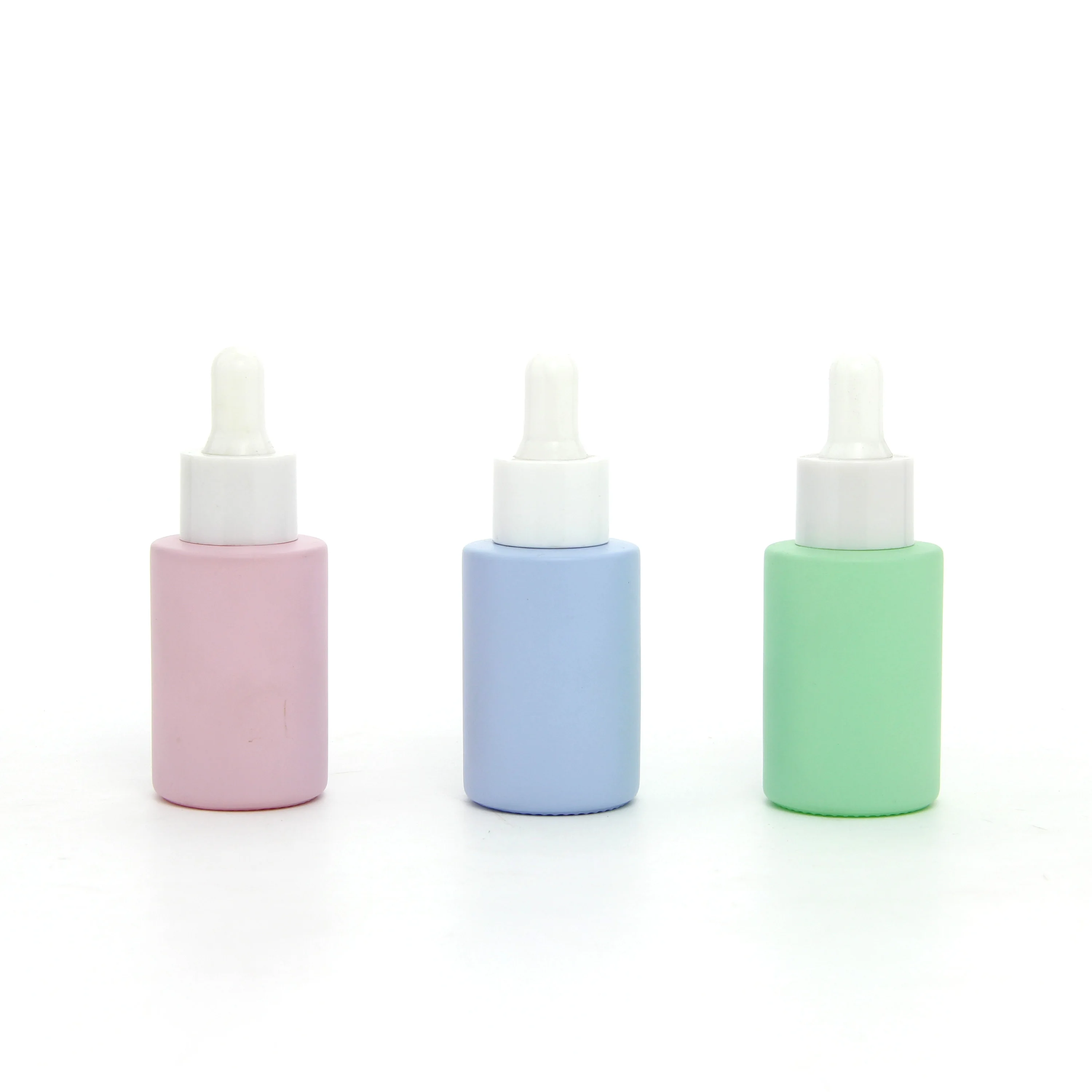 2022 wholesale 30ml flat shoulder custom color glass bottle with dropper for essential oil hair oil