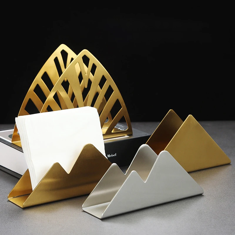 Stainless Steel Tissue Paper Napkin Holder Hotel Dining Table Desktop Metal Gold Sliver Tissue Dispenser