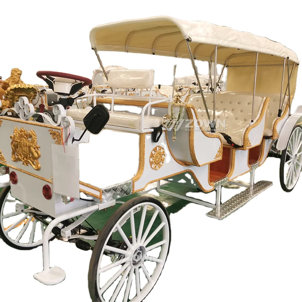 Factory Direct Wholesale Price White Sightseeing Electric Drive Carriage Luxury Vintage Victoria Horse Carriage for Sale