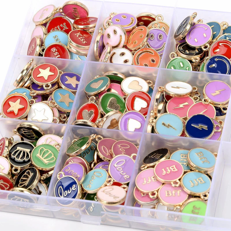 Fashion Sweet Love Heart Star Smile Luck Enamel Charm Pendant For DIY Earring Jewelry Making Ornament Accessories