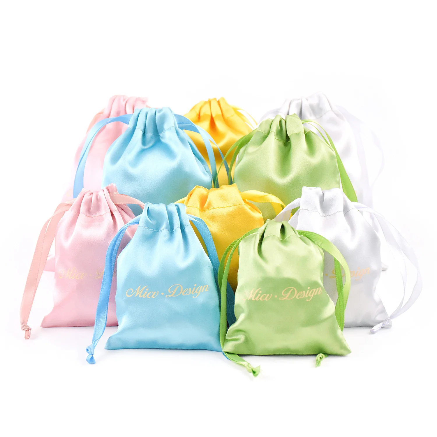 New Silk Satin Drawstring Bag Jewelry Packaging Bags Gift Cosmetic Pouch packaging pouch drawstring soft satin hair bag