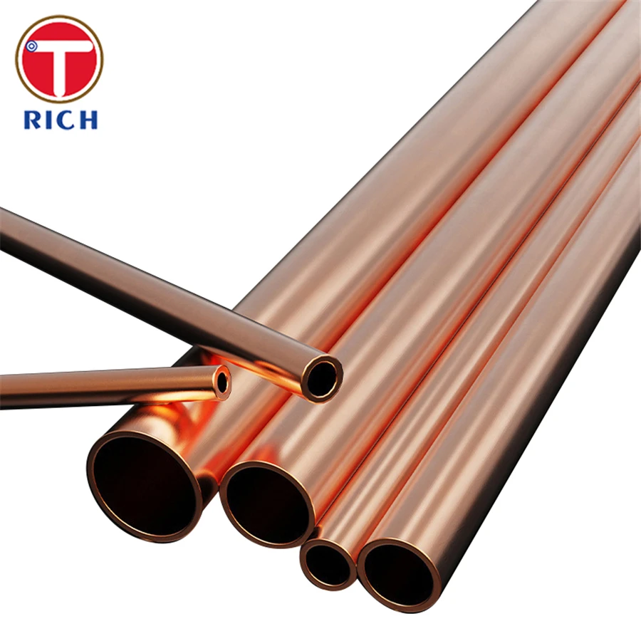 ASTM B280 C12200 TP2 Anodizing Brass Aircon Copper Pipe For Air Conditioner Tube