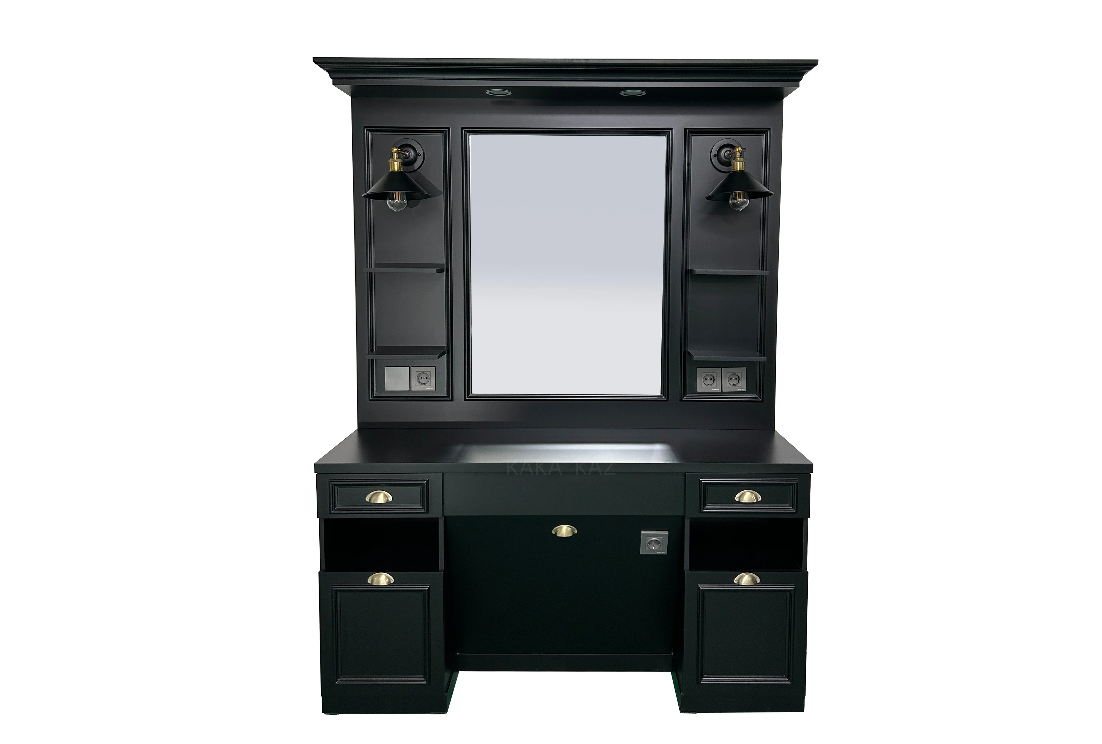 Зеркальная станция с золотым светом Парикмахерская раковиной салонная мебель