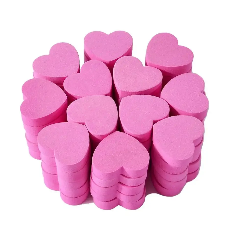 BIN  mini pink nail file double side trimmer sponge file professional tools with heart shaped
