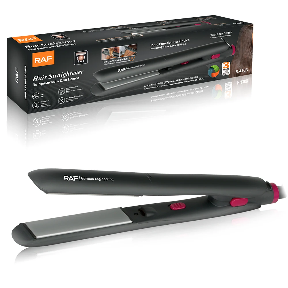 RAF New Fast Heating 2-in-1 Curler Flat Iron Portable Hair Straightener