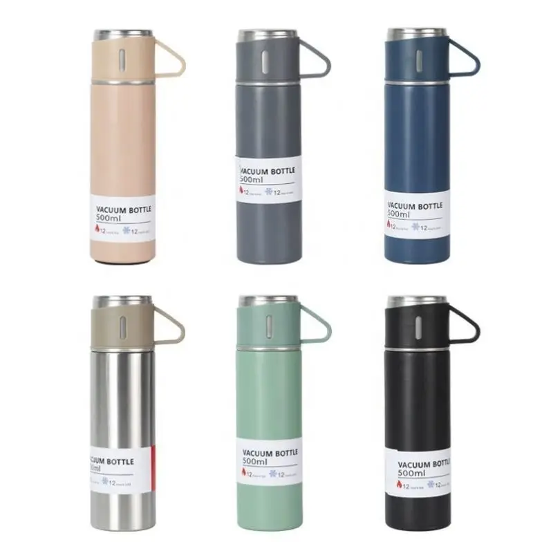 Hot sale 3pcs Outdoor Travel Coffee Tea thermos Vacuum flask stainless steel water bottle gift set with 2 cup