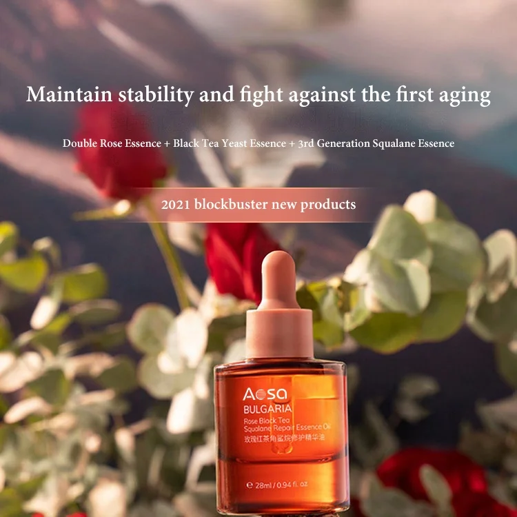 Hyaluronic Acid Liquid Anti Wrinkle Black Tea Yeast Extract Serum 28 Ml Moisturizer Hydrating Flower Rose Essence