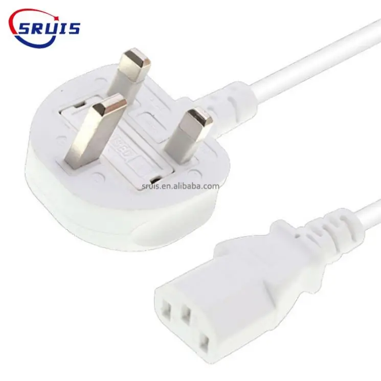 Fused UK Japan Power Cable kettle AC Cable 1.5m 0.75MM2 IEC C13 Power Supply Cord For Laptop
