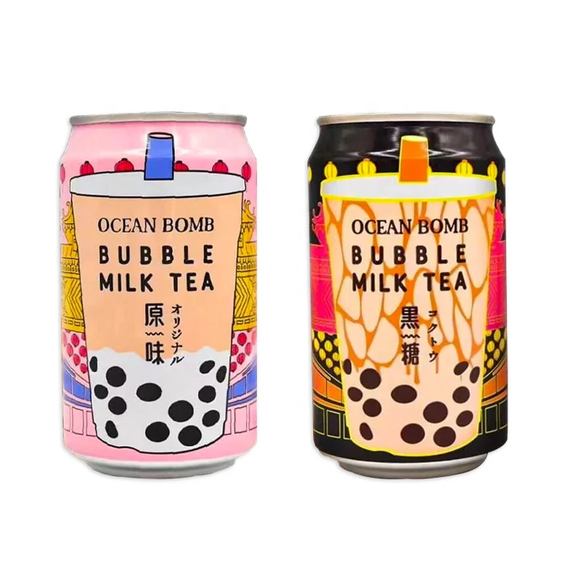 330ml QDOL Taiwan Ocean Bomb Canned Bubble Milk Tea Soda Soft Drink Carbonated Drinks