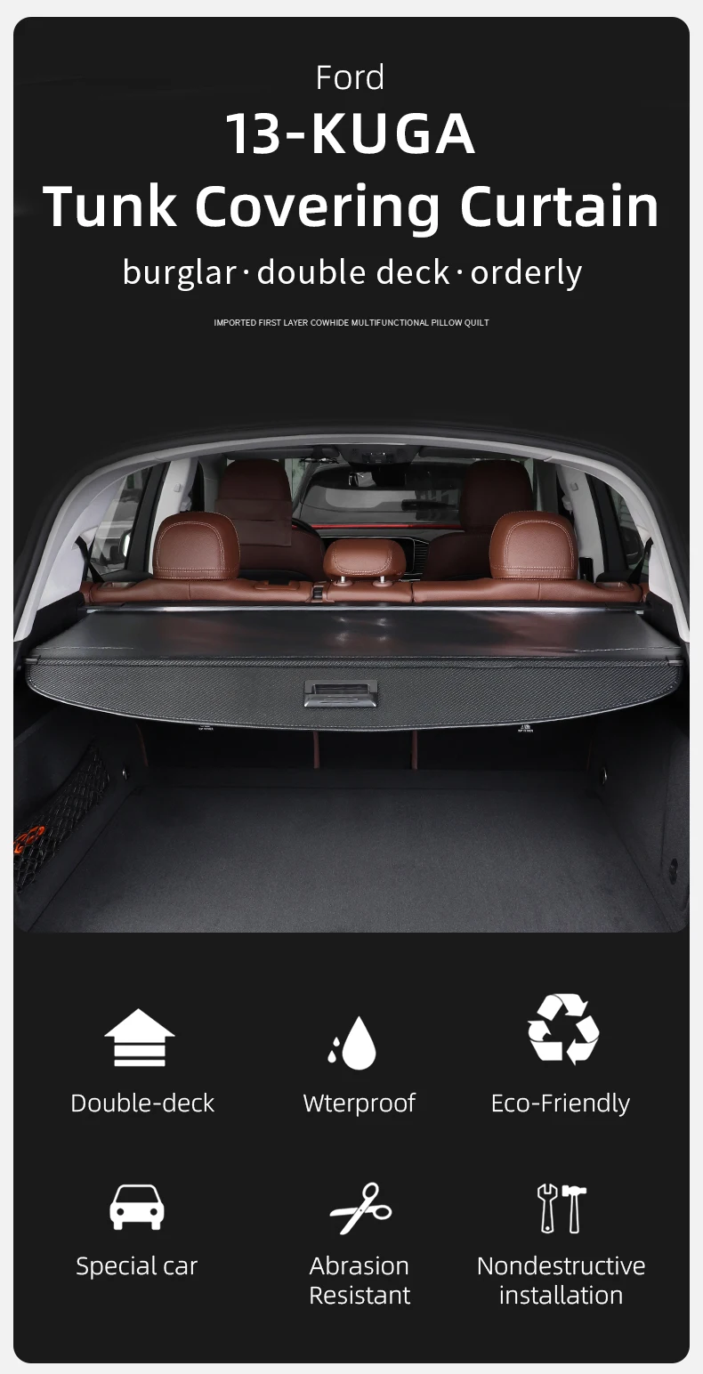 Car Accessories Retractable Rear Trunk Parcel Shelf Blind Luggage Sunshade cargo Cover for Ford 2013-2016 Escape