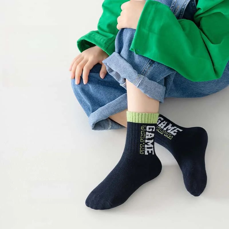 Autumn Winter Trend Breathable Cotton Baby Dress Socks for Boys Wholesale Cartoon Tube Design Knitted Dress Socks for Kids
