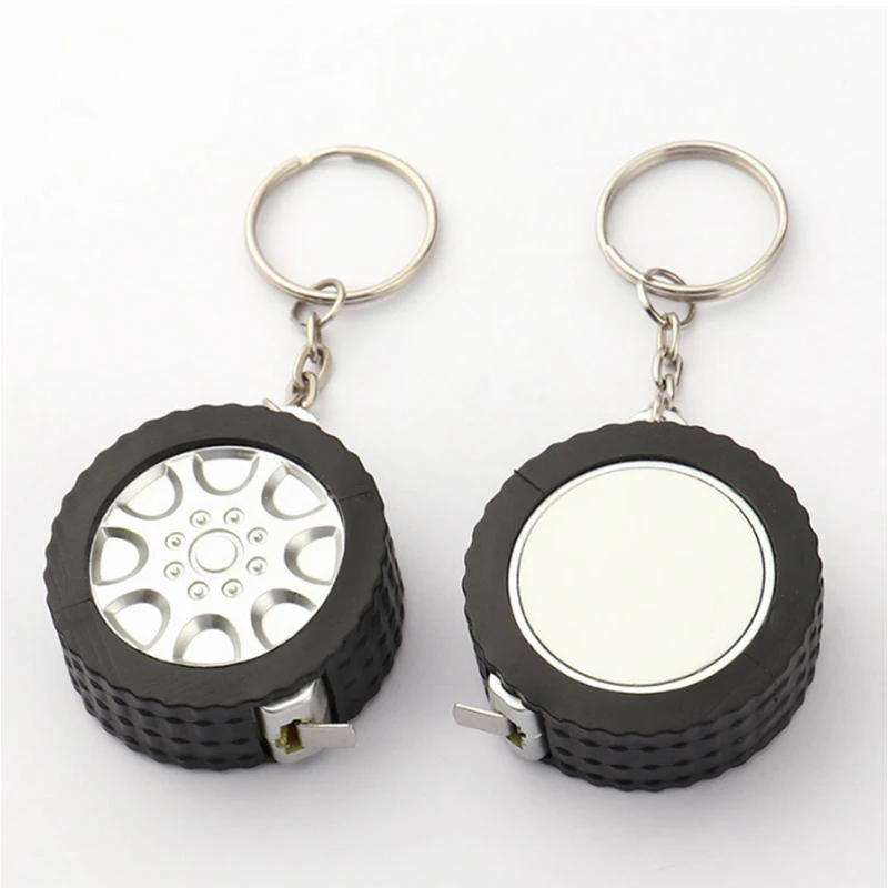 Hot Sales Small Plastic Tape Measure 1 Meter Portable Mini Blank Sublimation Tire Style Tape Measure Ruler Keychain