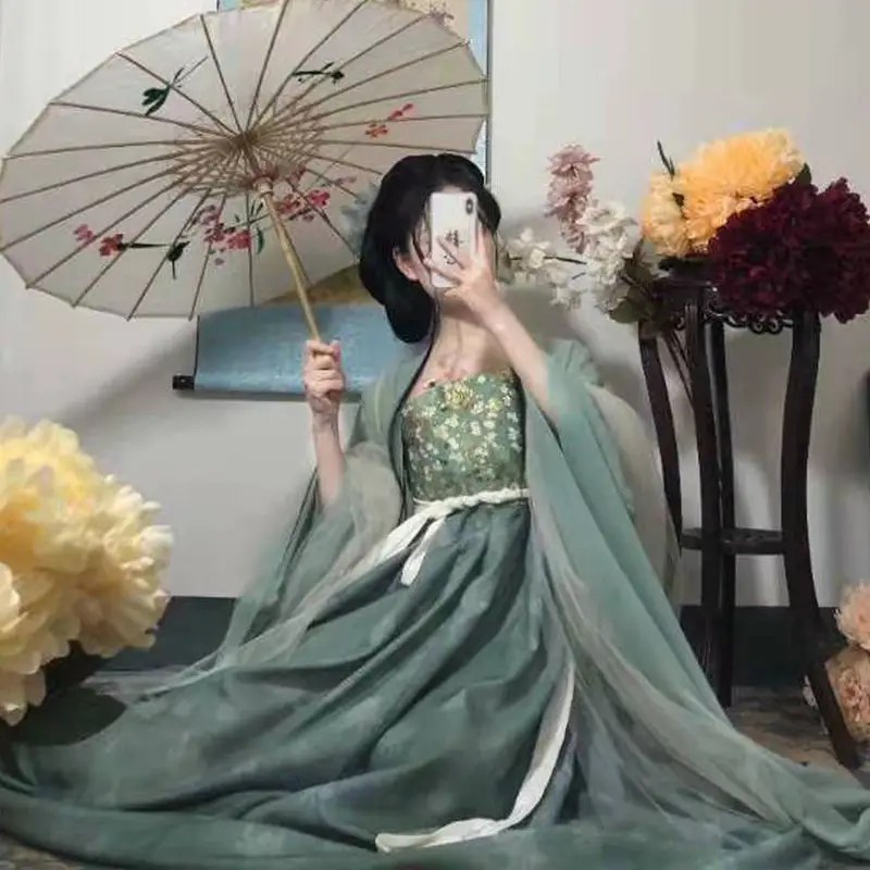 New Fashion Spring Chinese Style Retro Dresses Film and Television Daily Clothing Cos Dress Casual Hanfu Suit for Women and Lady