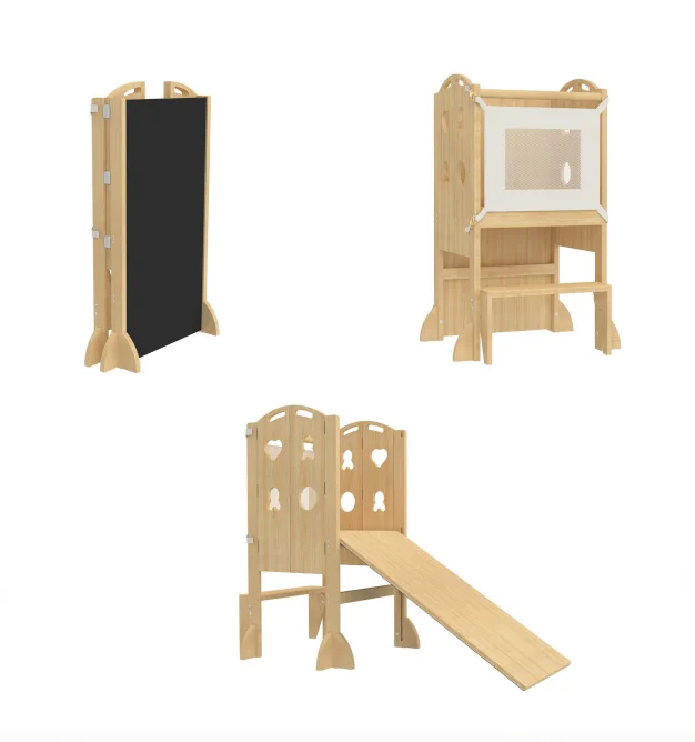 3 in 1 Montessori Foldable Kitchen Step Stool Toddler Wood Learning Tower