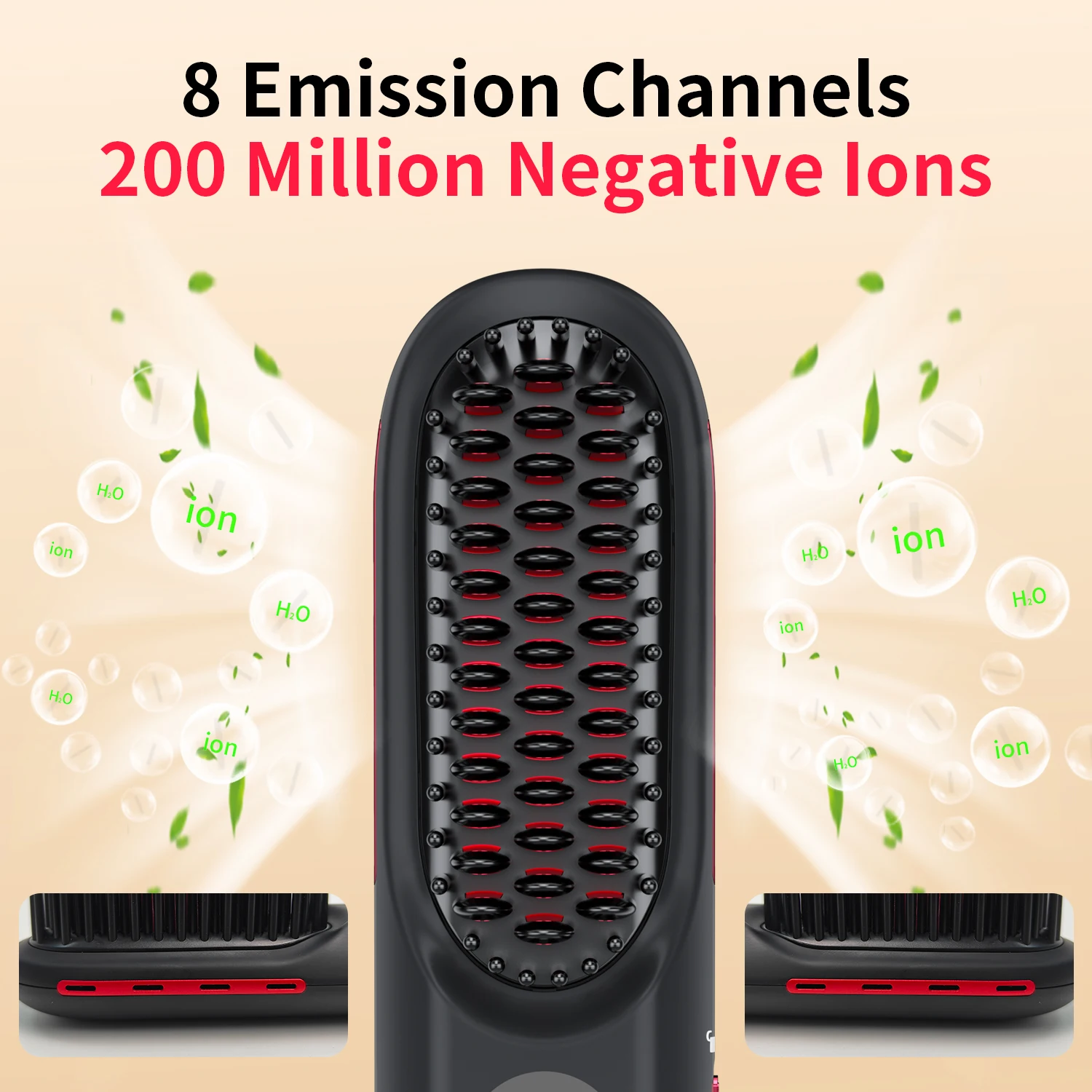 2 in 1 mini rechargeable professional portable wireless usb negative ion electric ceramic curling iron comb hair straightener