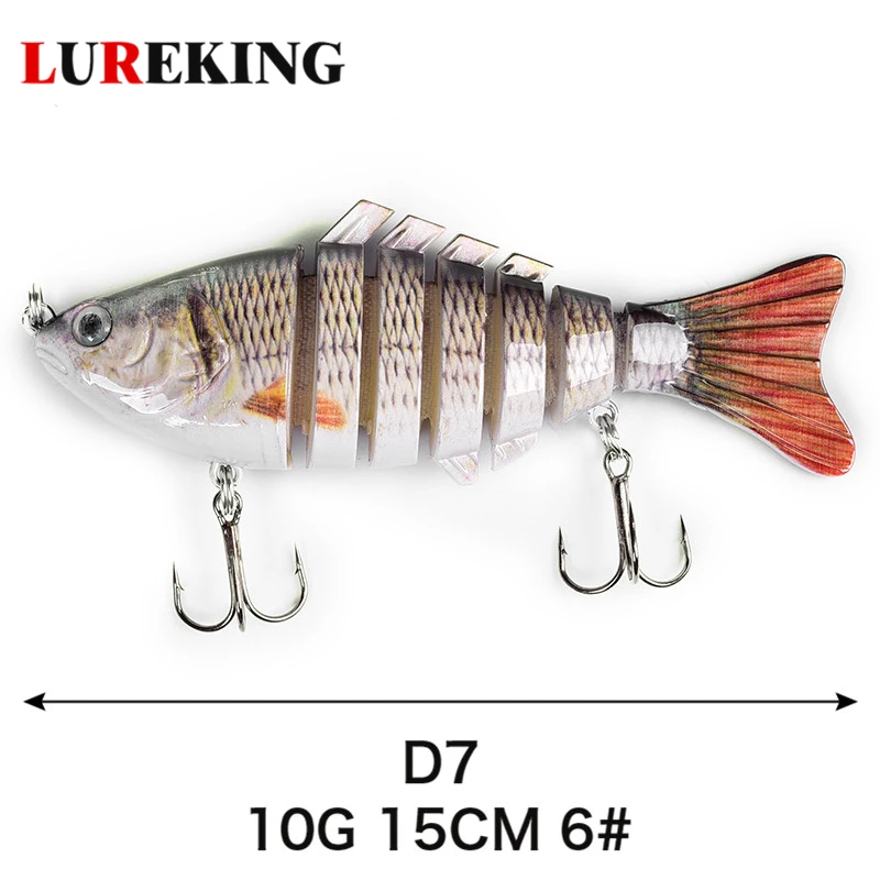 Lureking Lifelike 100mm 4inch 15g 7 Segments sunfish fishing lure,  hard plastic jointed bass fishing lure