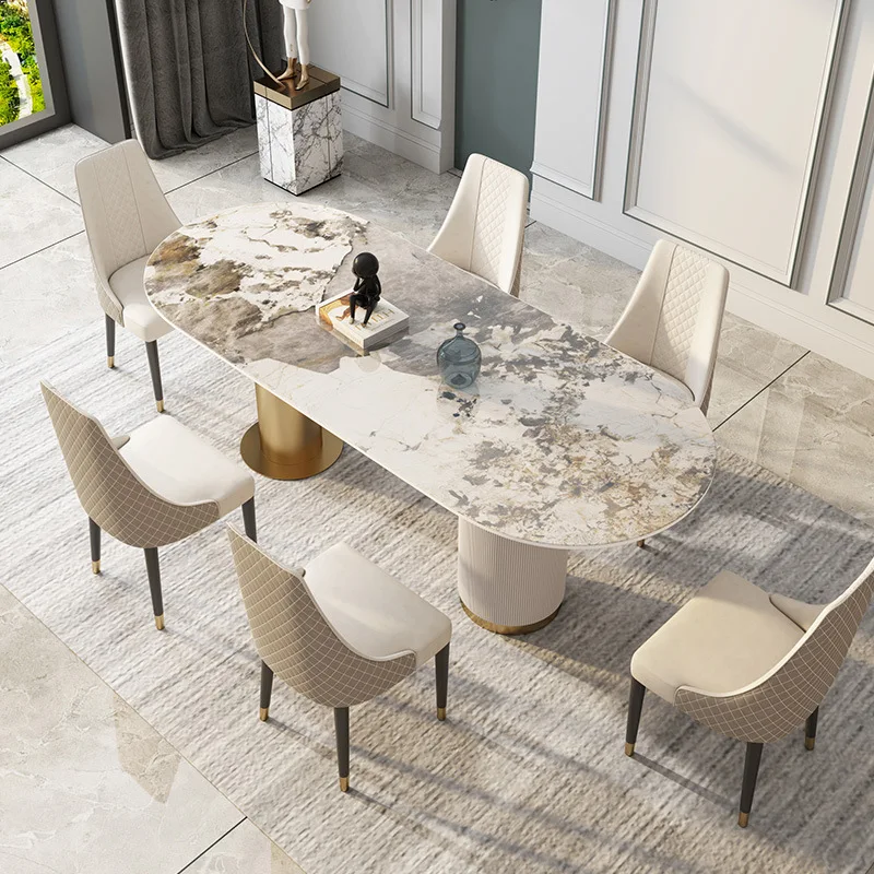 Metal Furniture Sets Factory Gold Stainless Steel Dining Table Marble Dining Table Set Modern Marble Dining Table Set