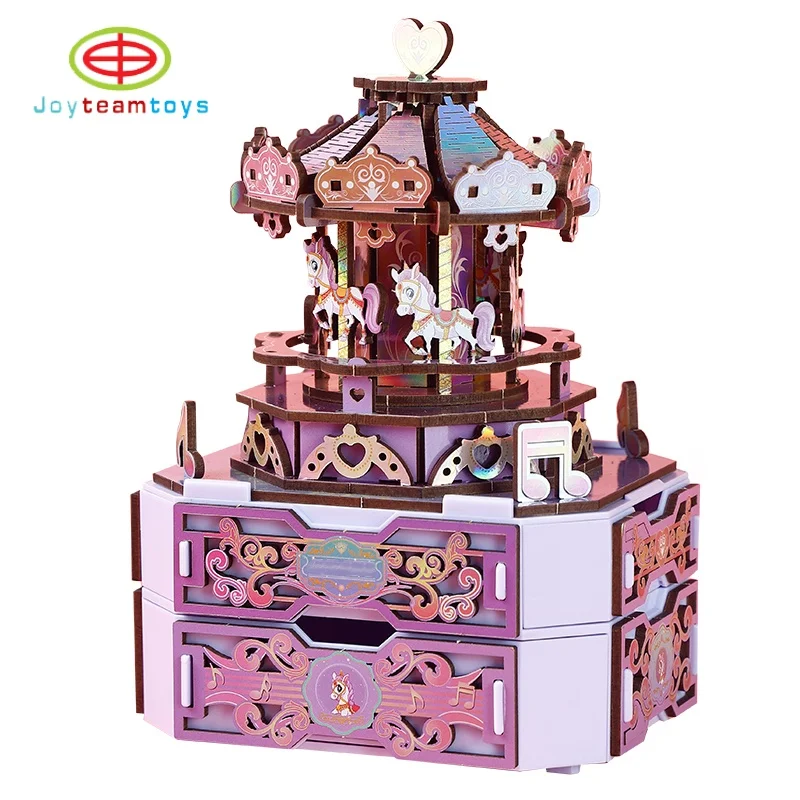 3D puzzle, wooden puzzle with light strip & storage box