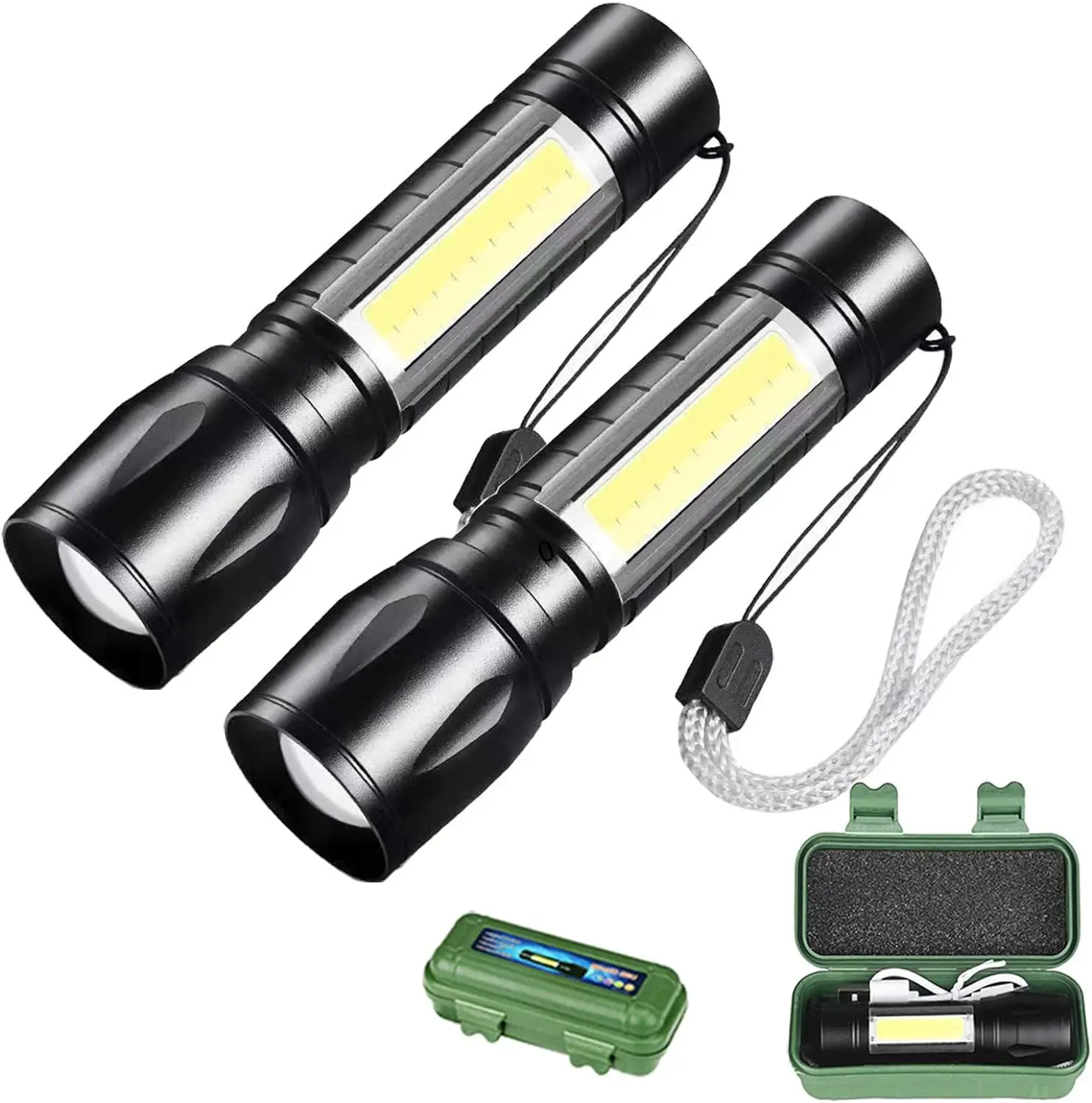 wholesale COB LED Waterproof tactical mini Flashlight Torch Pocket Work Light for Emergency Lighting rechargeable flashlight
