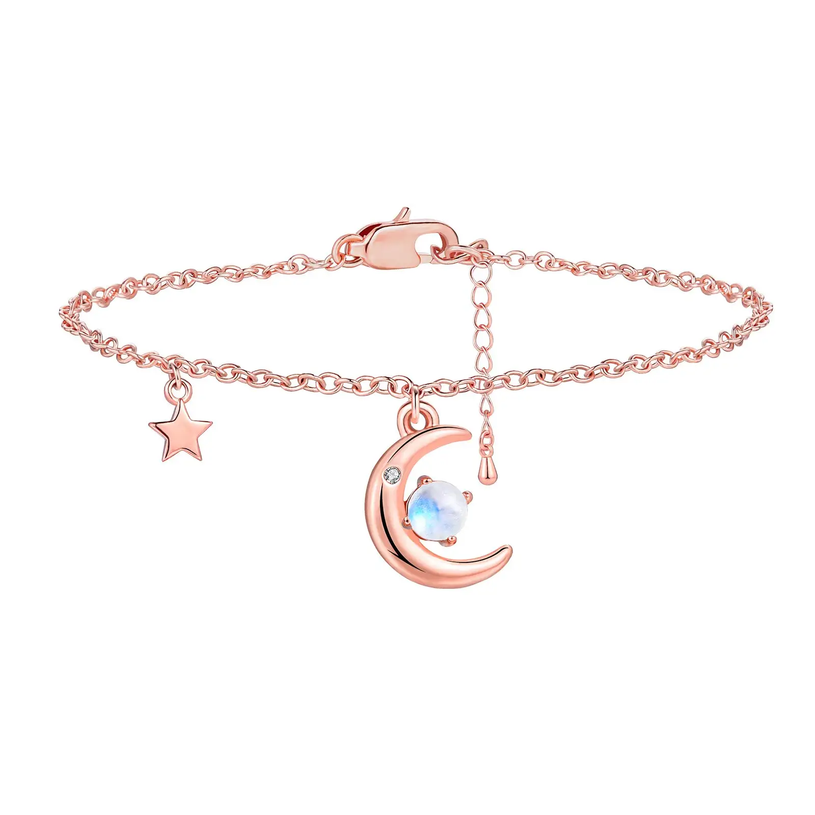 Moonstone moon stat bracelet anklet rose gold plated bracelet fashion jewelry 925 sterling silver bracelet anklet jewelry