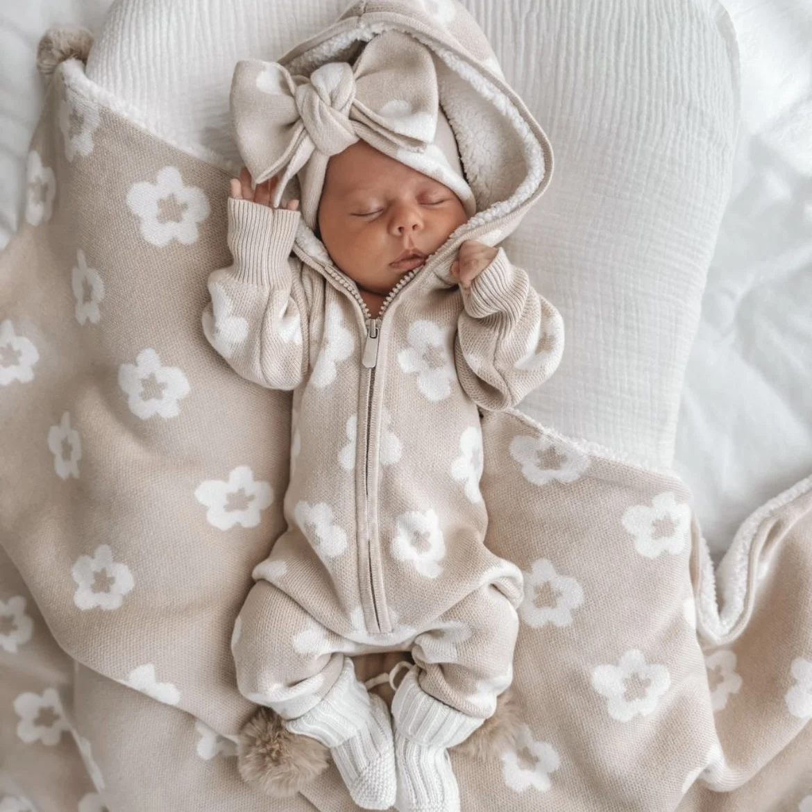 Custom Baby Crochet 100% Cotton Soft Sherpa Blanket Thick Fluffy Baby Cable Knit Sherpa Blanket Throw Blanket for Kids