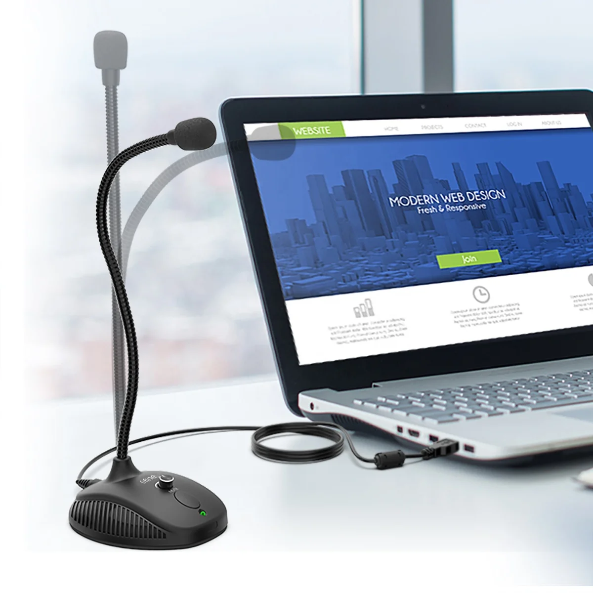 Fifine K054 Профессиональный USB компьютерный микрофон для Конференции прямые трансляции микрофоны гусиная шея