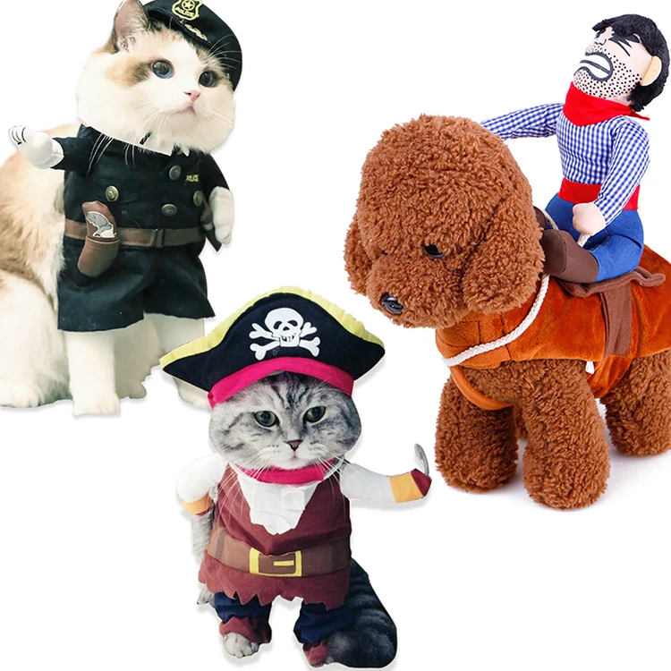 Joysing Pet Cowboy Riding Costume Pet Dress-up Clothing Cosplay Halloween Dog Outfit