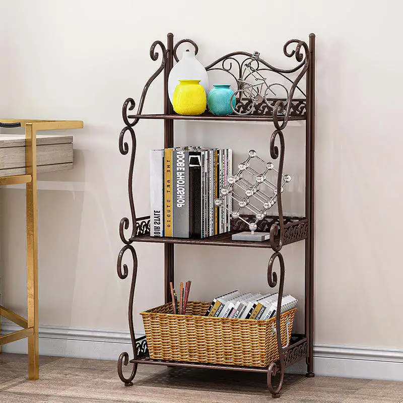 Modern Style Simple Bookshelf Foldable Metal Organizer Shelf Kitchen Disk Storage Holders And Dish Drying Rack For Kitchen