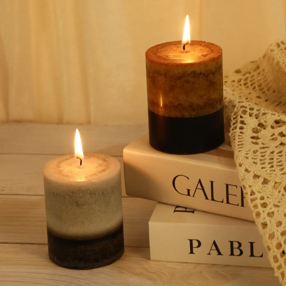 Hand-made vintage cylindrical scented candles wholesale smoke-free romantic emergency lighting wedding religious candles