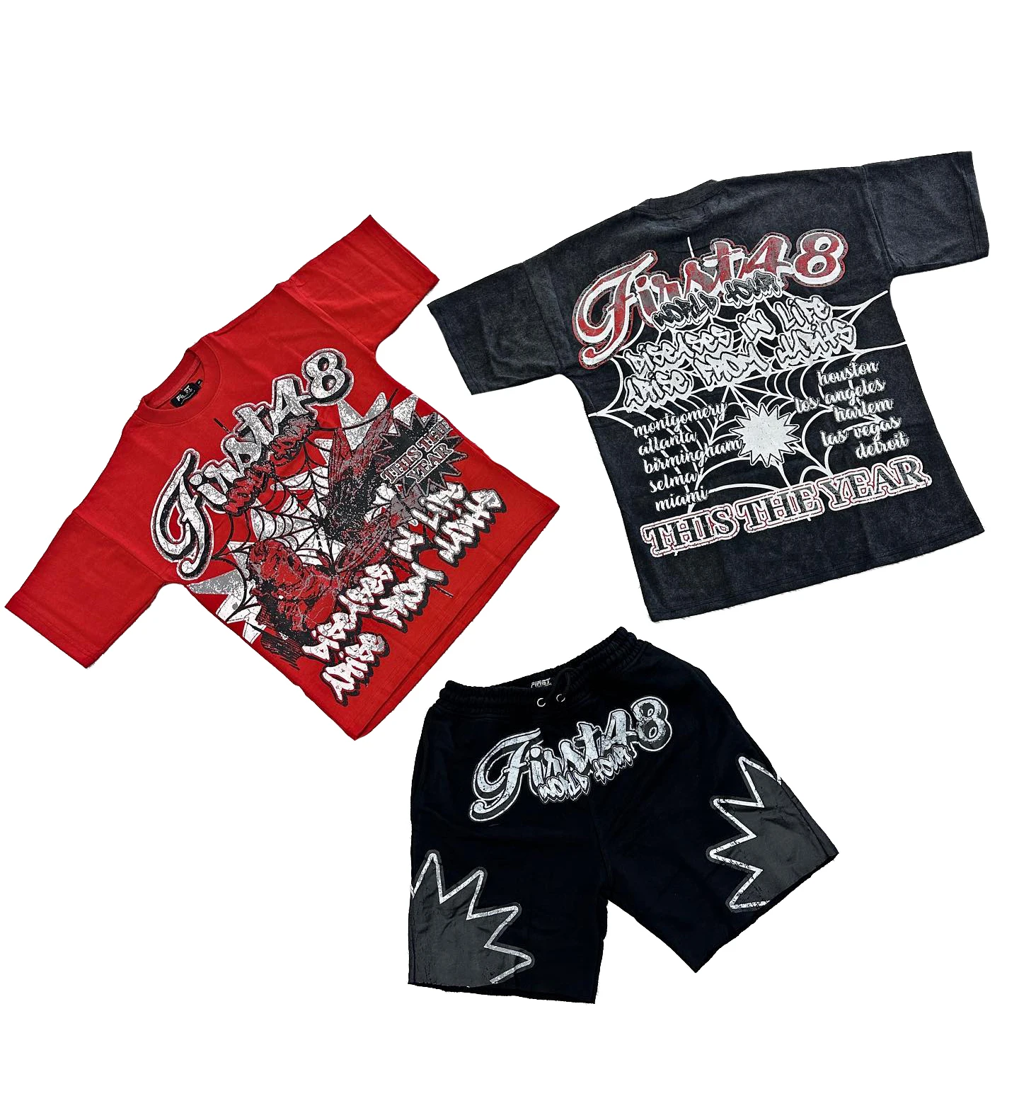 Custom All Over Print Streetwear Graphic Boxy Fit Cropped T Shirt Men And Two Piece Set Mens Short Set