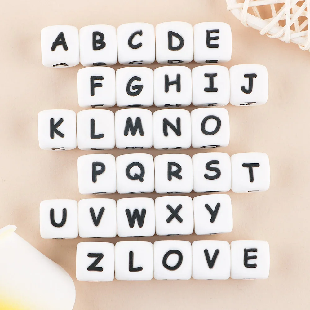 Optional Letters Fine White Background Black Acrylic English Beads DIY Beaded Bracelet Early Education Tools