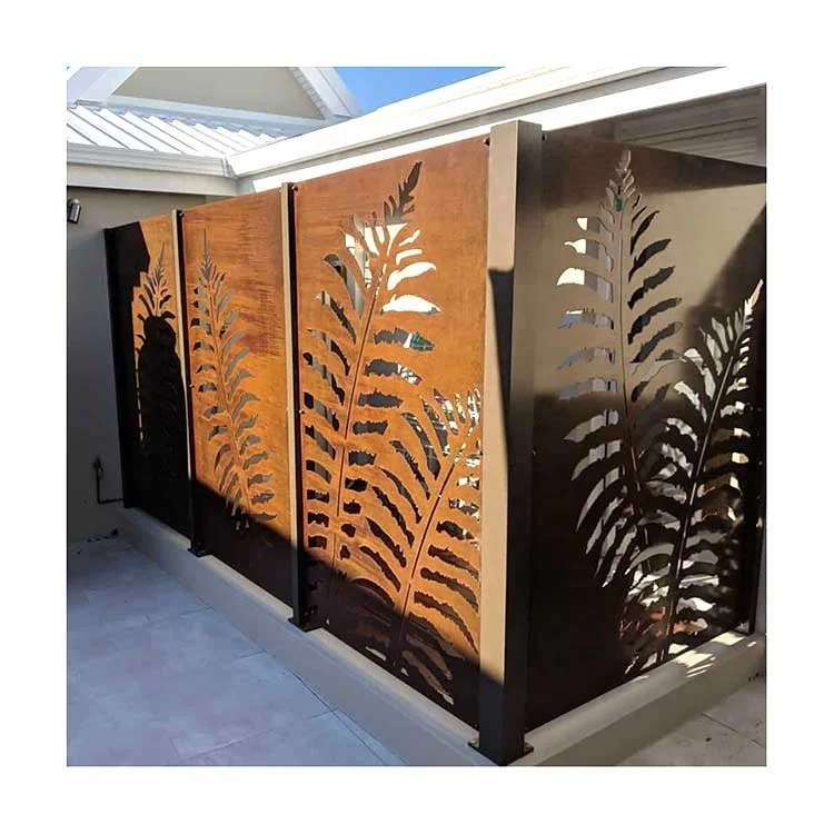 Customized Outdoor Decoration Laser Cutting Corten Steel Plate Garden Sculpture Fence Panel  Powder Coated Metal Garden Fence